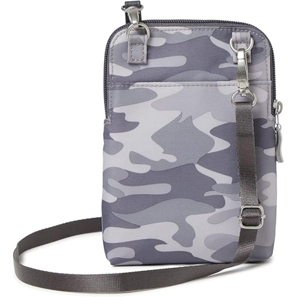 Baggallini Take Two RFID Bryant Crossbody - Grey Camo Print - Lenny's Shoe & Apparel