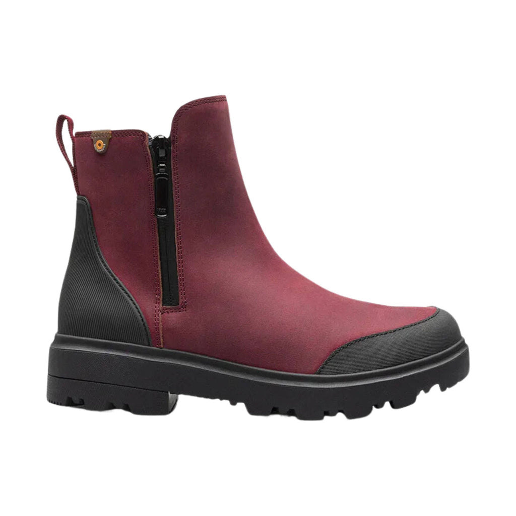 Bogs Women's Holly Zip Leather Rain Boot - Cranberry - Lenny's Shoe & Apparel