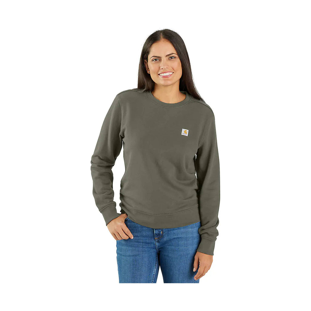 Carhartt Women's Tencel Fiber Series Relaxed Fit French Terry Crewneck Sweatshirt - Dusty Olive - Lenny's Shoe & Apparel