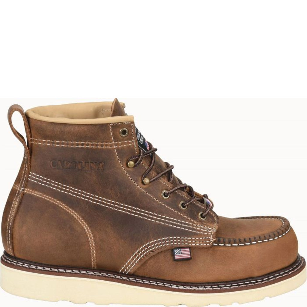 Carolina Men's Amp 6 Inch USA Soft Toe Moc Work Boots - Brown - Lenny's Shoe & Apparel