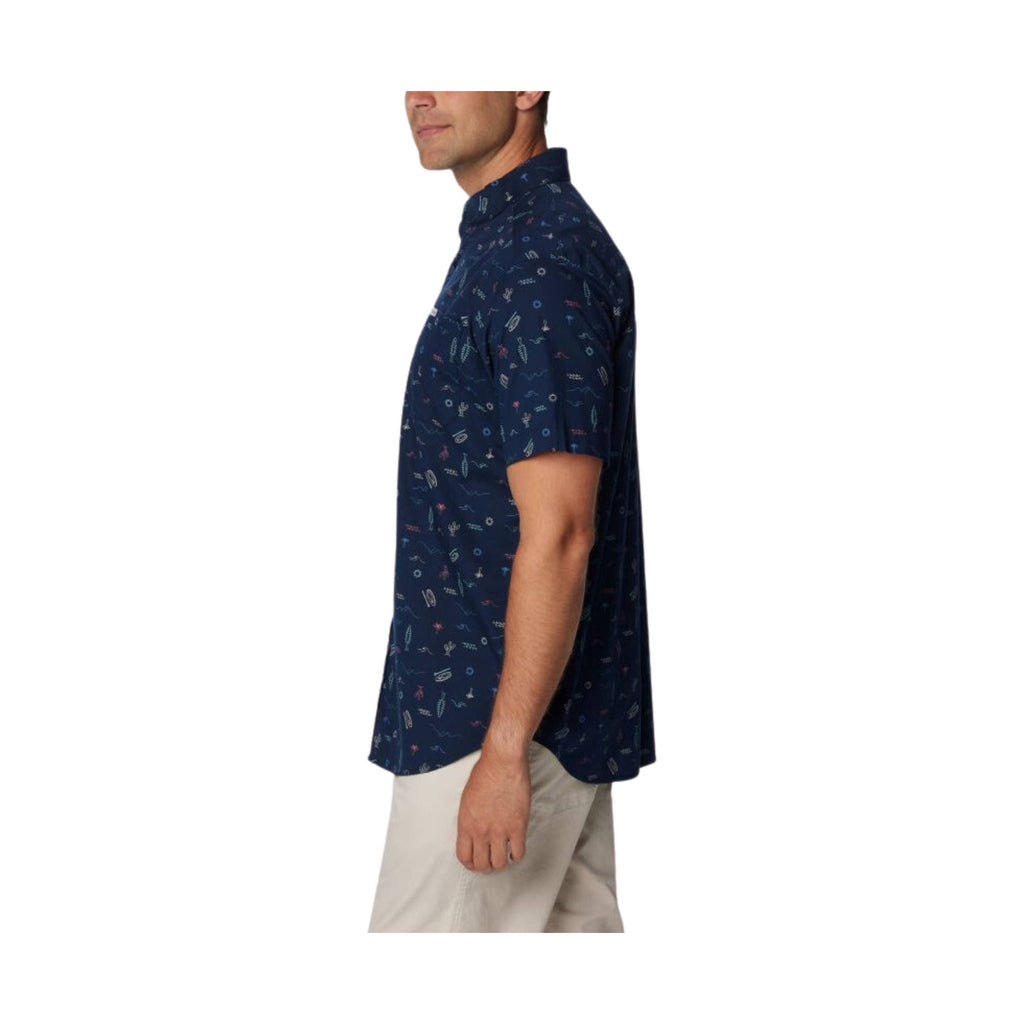 Columbia Men's Rapid Rivers Printed Short Sleeve - Collegiate Navy - Lenny's Shoe & Apparel