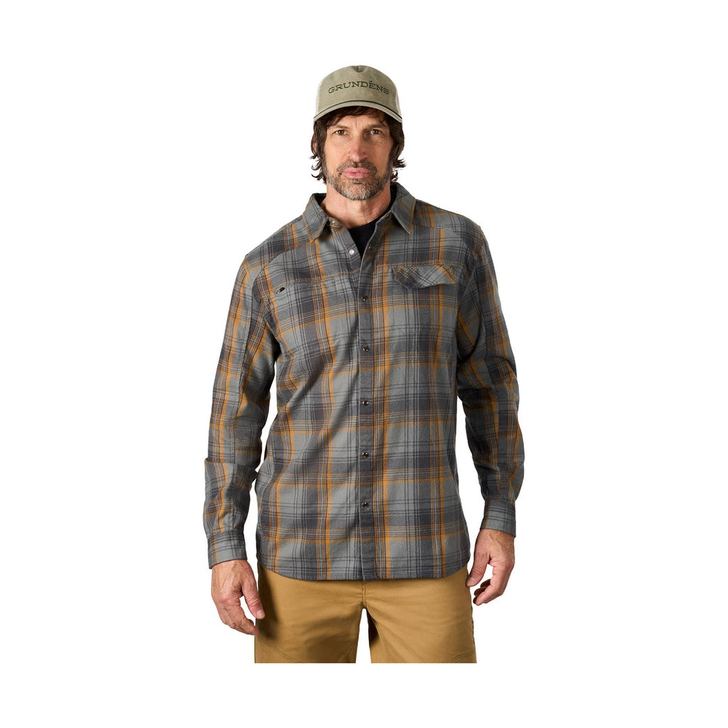 Grundens Men's Dispatch Flannel Shirt - Smoke Plaid - Lenny's Shoe & Apparel