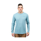 Grundens Men's Logo Boat Long Sleeve Tech Tee - Surf - Lenny's Shoe & Apparel