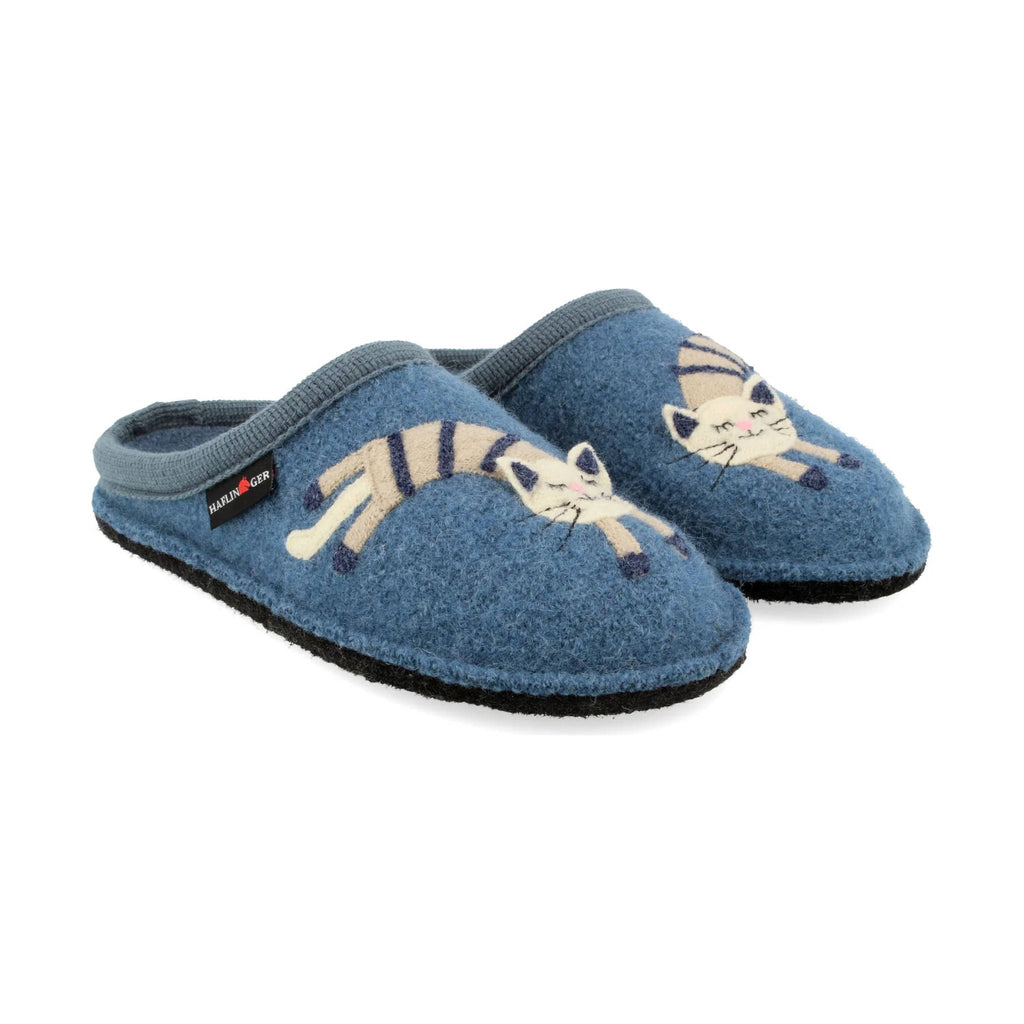 Haflinger Katze Slippers - Blue - Lenny's Shoe & Apparel