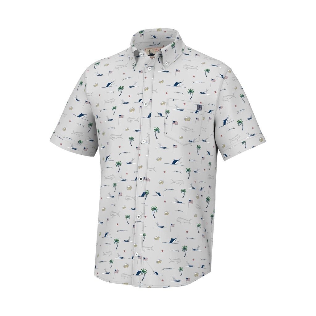 Huk Men's Kona Button Down Shirt - Harbor Mist - Lenny's Shoe & Apparel