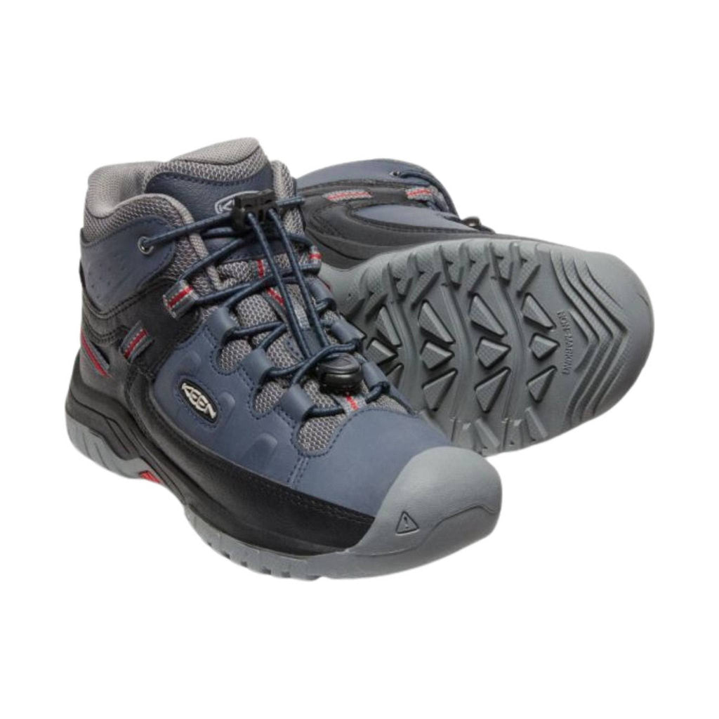 KEEN Big Kids' Targhee Mid Waterproof Hiking Boot - Blue Nights/Red Carpet - Lenny's Shoe & Apparel