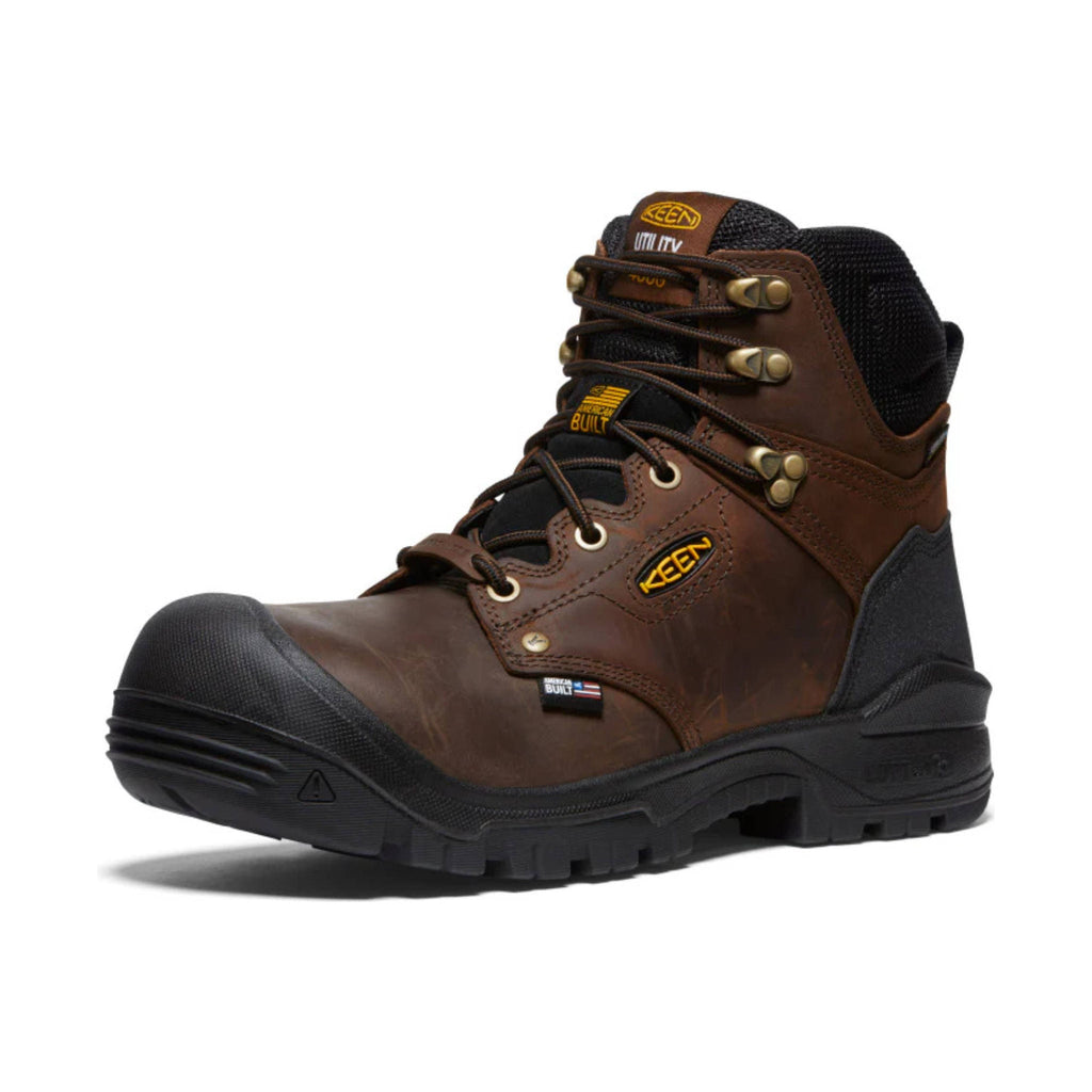 KEEN Utility Men's Independence 6 Inch Insulated Waterproof Carbon Fiber Toe Work Boots - Dark Earth/Black - Lenny's Shoe & Apparel