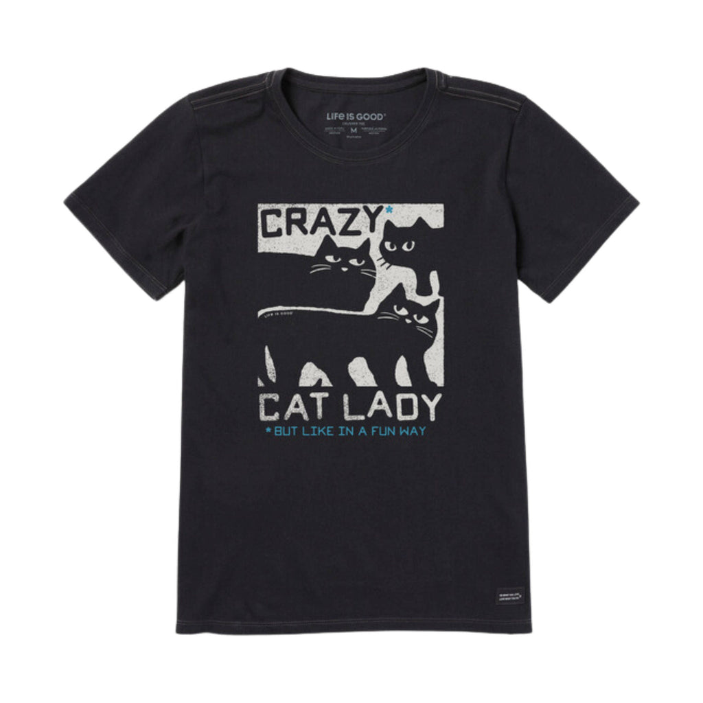 Life Is Good Women's Crazy Cat Lady Short Sleeve Tee - Jet Black - Lenny's Shoe & Apparel