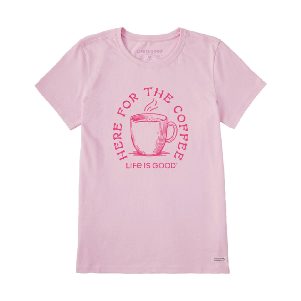 Life Is Good Women's Here For The Coffee Tee - Seashell Pink - Lenny's Shoe & Apparel