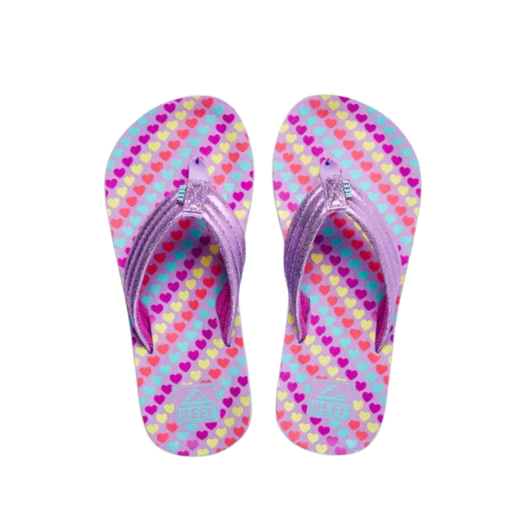 Reef Kids Ahi Flip Flop - Lavender Hearts - Lenny's Shoe & Apparel