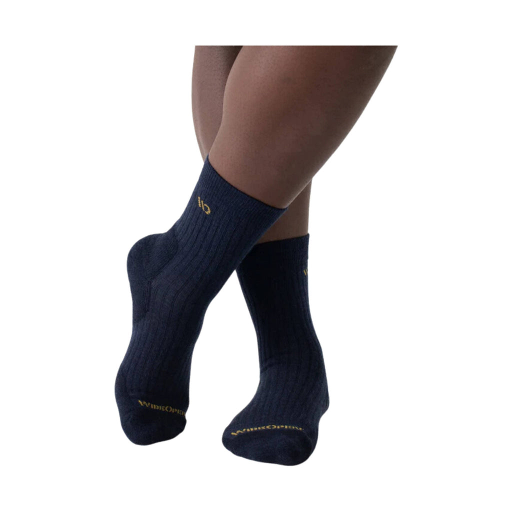 Wide Open Men's Solid Cushioned Micro Crew Socks - Denim - Lenny's Shoe & Apparel