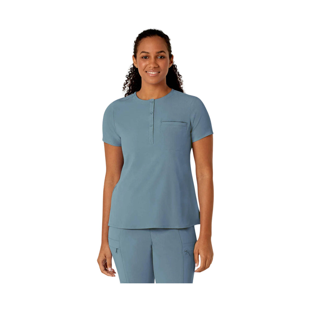 WonderWink Renew Women's Mandarin Collar Tuck In Scrub Top - Elemental Blue - Lenny's Shoe & Apparel