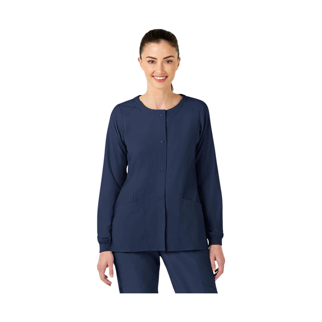 WonderWink Women's Crew Neck Warm Up Scrub Jacket - Navy - Lenny's Shoe & Apparel