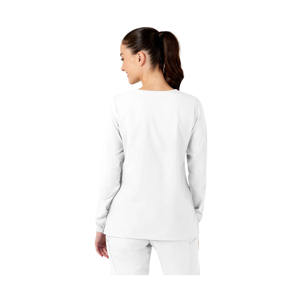 WonderWink Women's Crew Neck Warm Up Scrub Jacket - White - Lenny's Shoe & Apparel