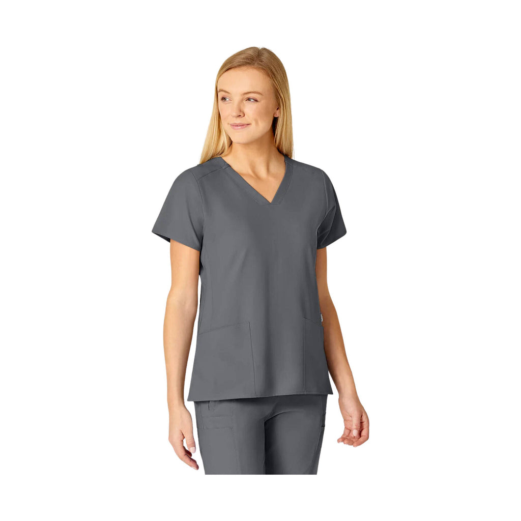 WonderWink Women's Flex Back Fashion V Neck Scrub Top - Pewter - Lenny's Shoe & Apparel