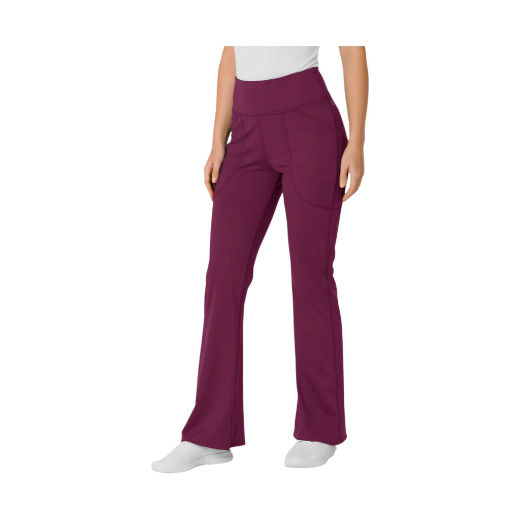 WonderWink Women's Knit Flare Yoga Scrub Pant - Wine - Lenny's Shoe & Apparel