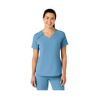 WonderWink Women's Renew Zip Accent Scrub Top - Bay Blue - Lenny's Shoe & Apparel