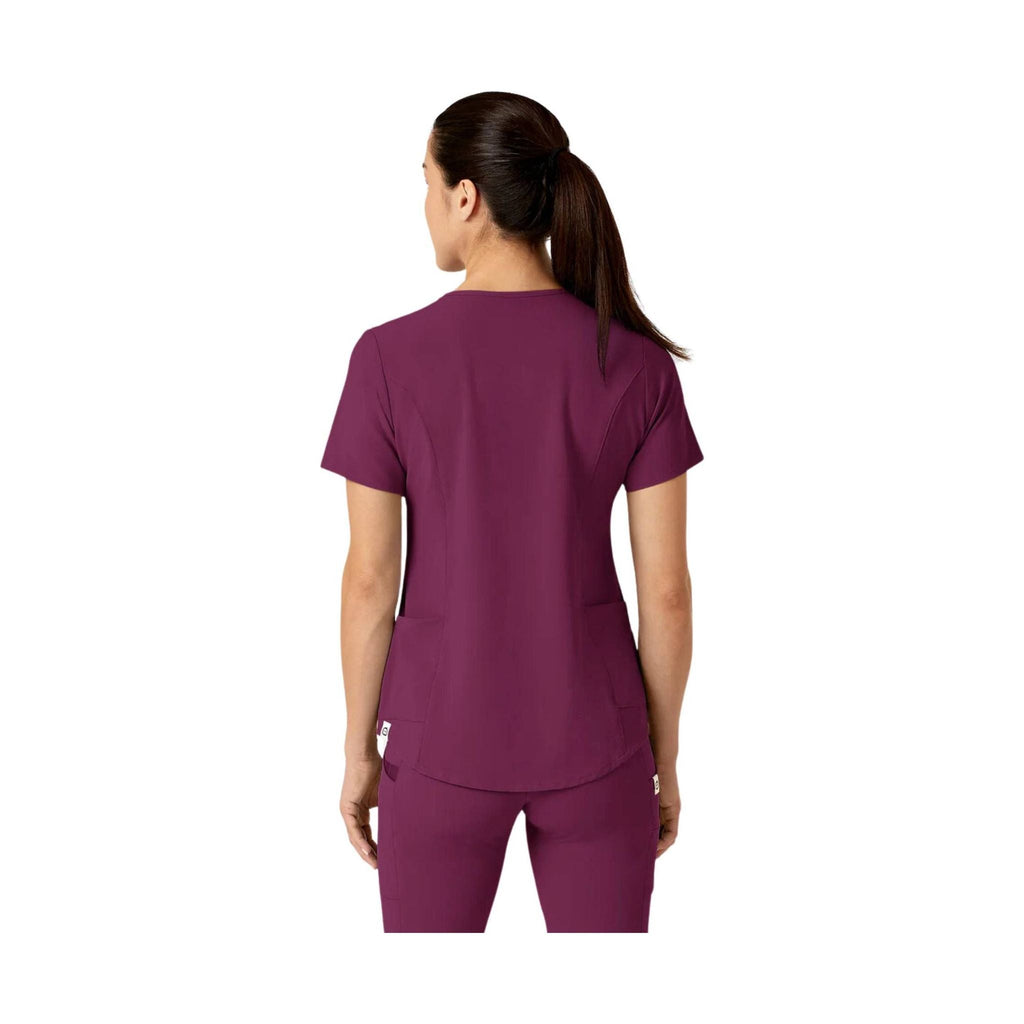 WonderWink Women's Renew Zip Accent Scrub Top - Wine - Lenny's Shoe & Apparel