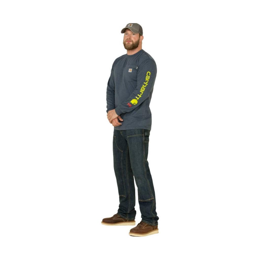 Carhartt Men's Flame Resistant Force Long-Sleeve T-Shirt - Dark Blue Heather - Lenny's Shoe & Apparel