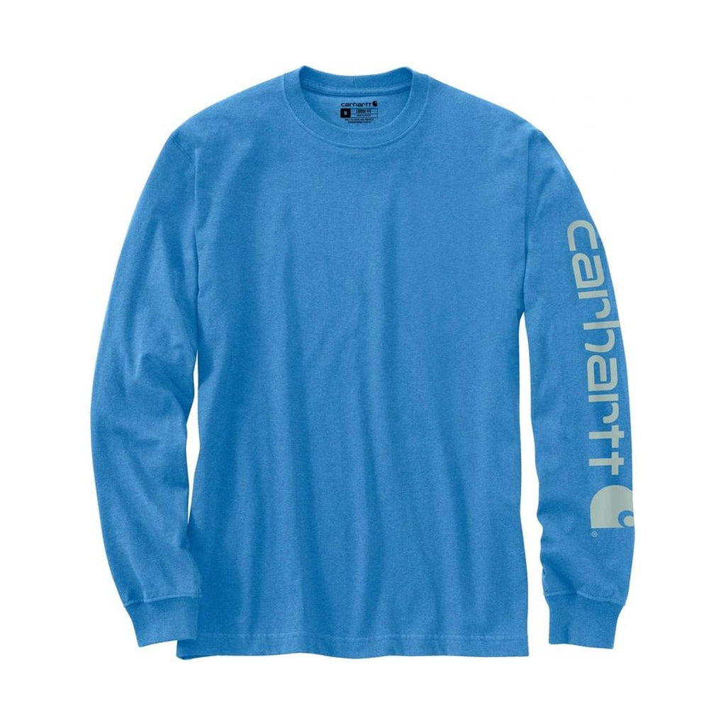 Carhartt Men's Long Sleeve Graphic Logo T-Shirt - Blue Lagoon Heather - Lenny's Shoe & Apparel