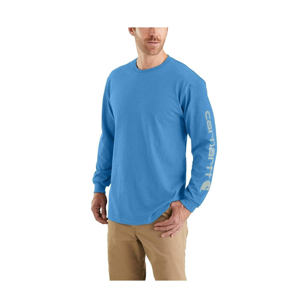 Carhartt Men's Long Sleeve Graphic Logo T-Shirt - Blue Lagoon Heather - Lenny's Shoe & Apparel