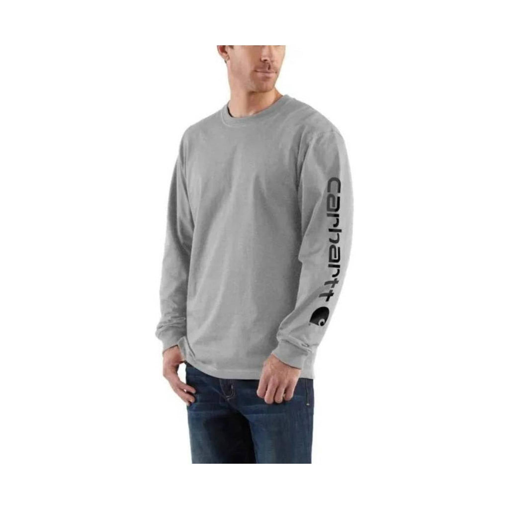 Carhartt Men's Long Sleeve Graphic Logo T-Shirt - Heather Gray - Lenny's Shoe & Apparel