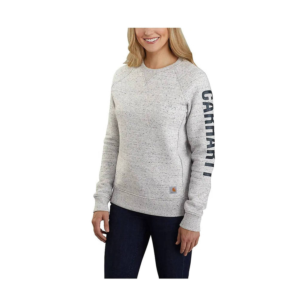 Carhartt Women's Relaxed Fit Midweight Crewneck Logo Sleeve Graphic Sweatshirt - Asphalt Heather Nep - Lenny's Shoe & Apparel