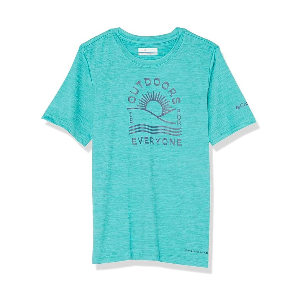 Columbia Kids' Mount Echo Short Sleeve Graphic Top - Bright Aqua Heather - Lenny's Shoe & Apparel