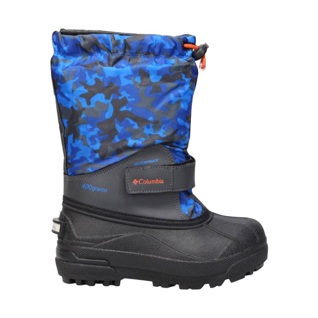 Columbia Kids' Powderbug Forty Print Winter Boots - Blue/Orange - Lenny's Shoe & Apparel