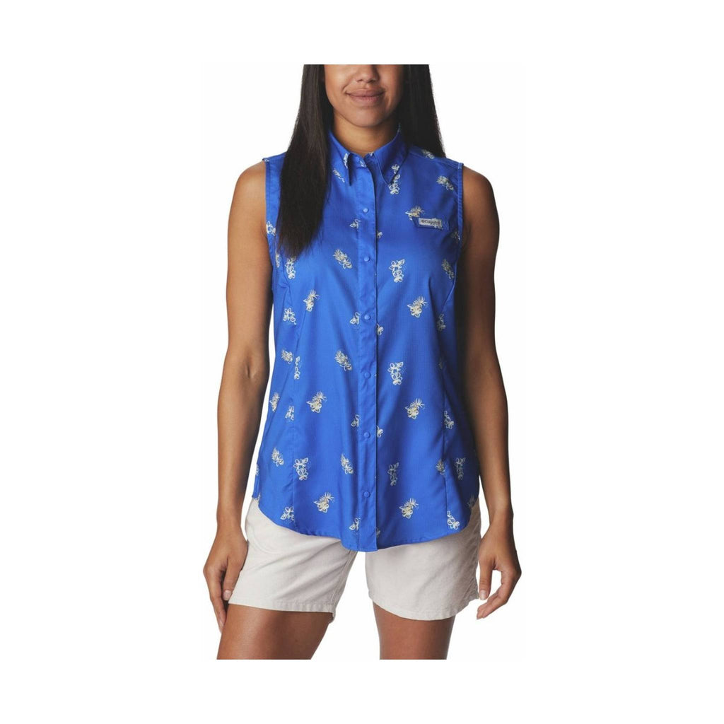 Columbia Women's Super Tamiami Sleeveless Shirt - Blue Macaw Bouquet Foray - Lenny's Shoe & Apparel