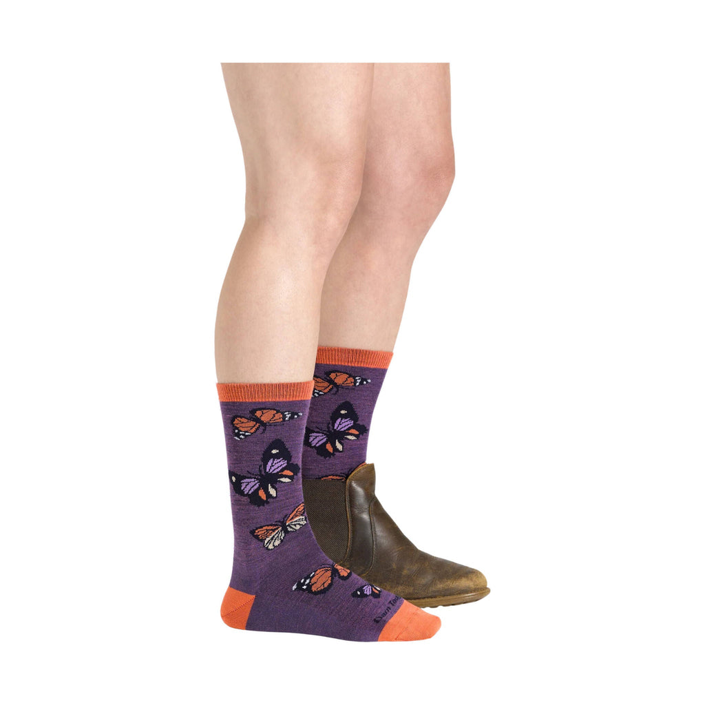 Darn Tough Vermont Women's Flutter Crew Lightweight Lifestyle Sock - Plum - Lenny's Shoe & Apparel