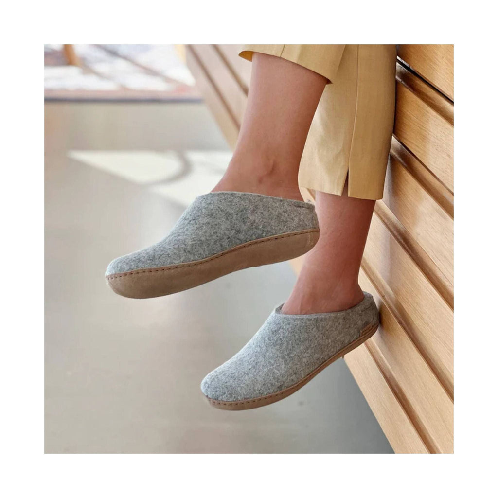 Glerups Slip On With Leather Sole Slipper - Grey Suede - Lenny's Shoe & Apparel