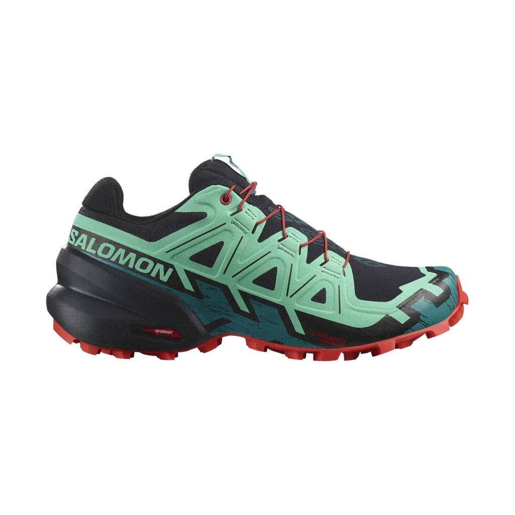 Salomon Women's Speedcross 6 Trail Running Shoes - Black/Biscay Green/Fiery Red - Lenny's Shoe & Apparel