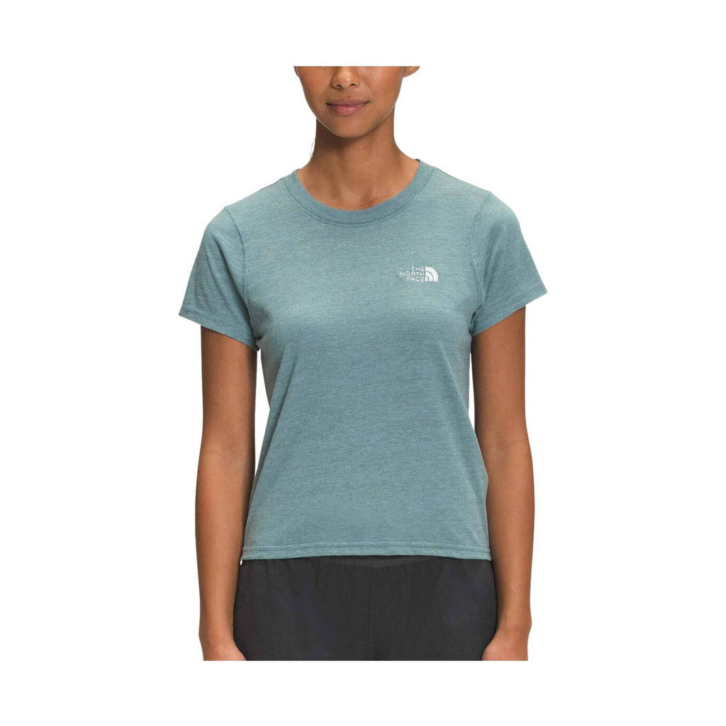 The North Face Women's Short Sleeve Simple Logo Tee - Goblin Blue Heather - Lenny's Shoe & Apparel