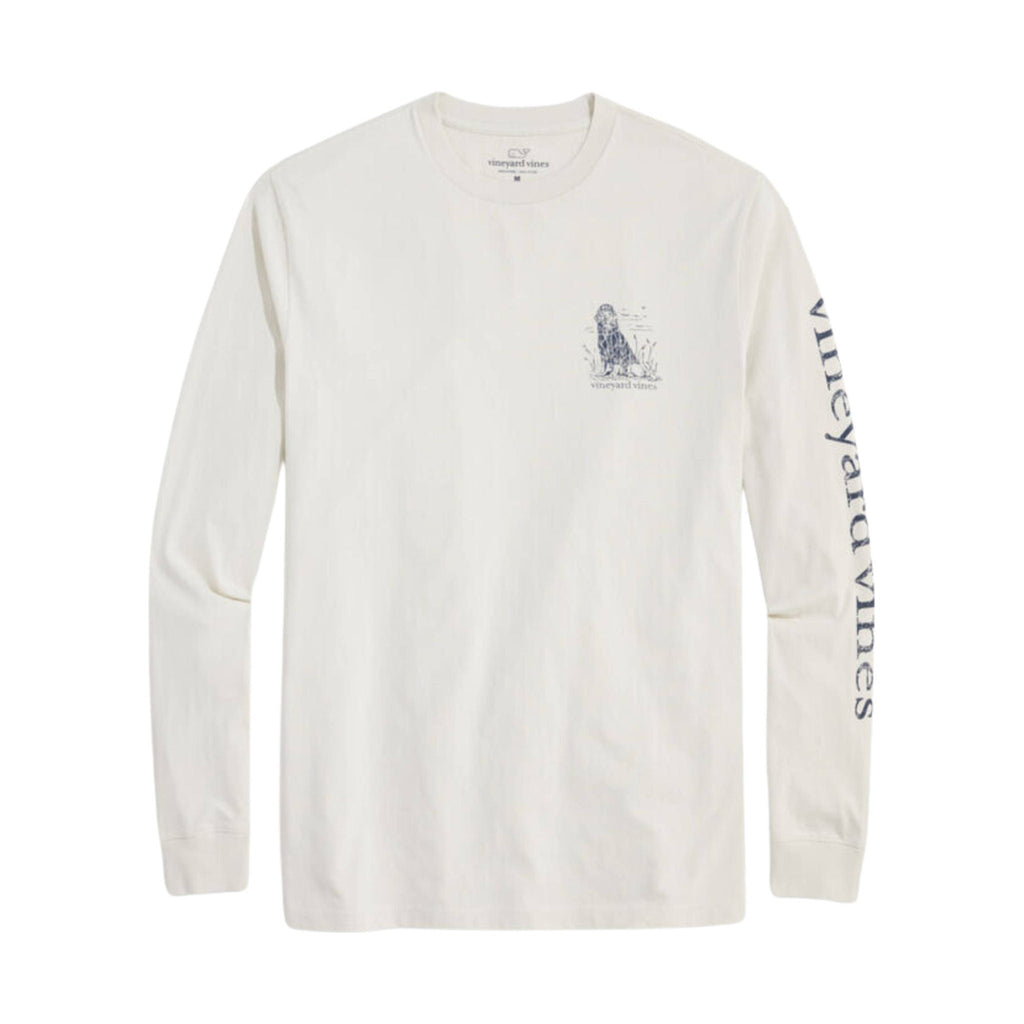 Vineyard Vines Men's Preppy Golden Retriever Long Sleeve Tee - Stone - Lenny's Shoe & Apparel