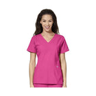 WonderWink Women's Stylized V-Neck Scrub Top - Hot Pink - Lenny's Shoe & Apparel