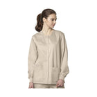 WonderWink Work Snap Front Scrub Jacket - Khaki - Lenny's Shoe & Apparel